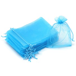 Dealglad Bezall 50pcs Drawstring Organza Jewelry Candy Pouch Christmas Wedding Party Favor Gift Bags (3x4, Lake Blue)