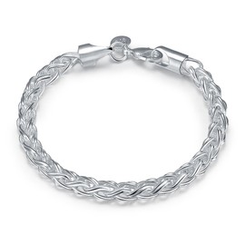 MAIHAO 925 Solid Silver Fashion Jewelry Classic Twine Twist Rope Chain Bracelet Link Bangle Unisex