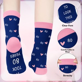 80th Birthday Gifts for Women,Birthday Gifts for Mum Grandma Sister Daughter Female Ladies Girlfriend Best Friends Sister in Law Nanny Nana Wife Presents Socks from Mum Dad Daughter Boyfriend Friends