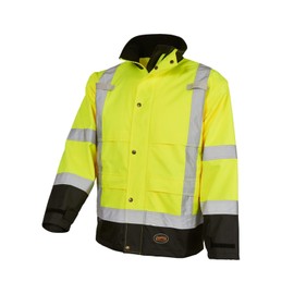 Pioneer Ripstop Hi Vis Rain Jacket for Men - Waterproof Safety Rain Gear for Work - Reflective - Class 3