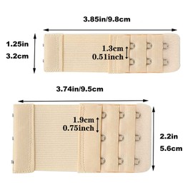 YiXuTag Bra Closure Extension, Bra Extension, Elastic and Soft, Bra Extension, 2/3 Hook Extension, Beige/Black/Red, 10 Pieces Bra Extension, Elastic, Bra Extension Hook