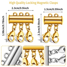 Prasacco 4 Pieces Necklace Layering Clasps, Magnetic Layered Necklace Clasps Necklace Layering Clasps Necklace Connector Necklace Separator for Multi Strands Slide Tube Clasps