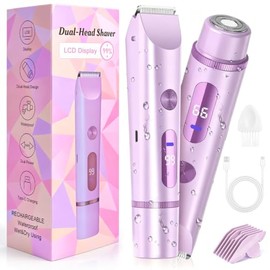 Rasuradora Mujer 2 en 1, Depiladora Mujer para Cuerpo y Rostro Sin Dolor | Afeitadora Mujer con Pantalla Digital LED, Recortadora de Vello Impermeable para Facial, Bikini, Axilas, Brazos, Piernas