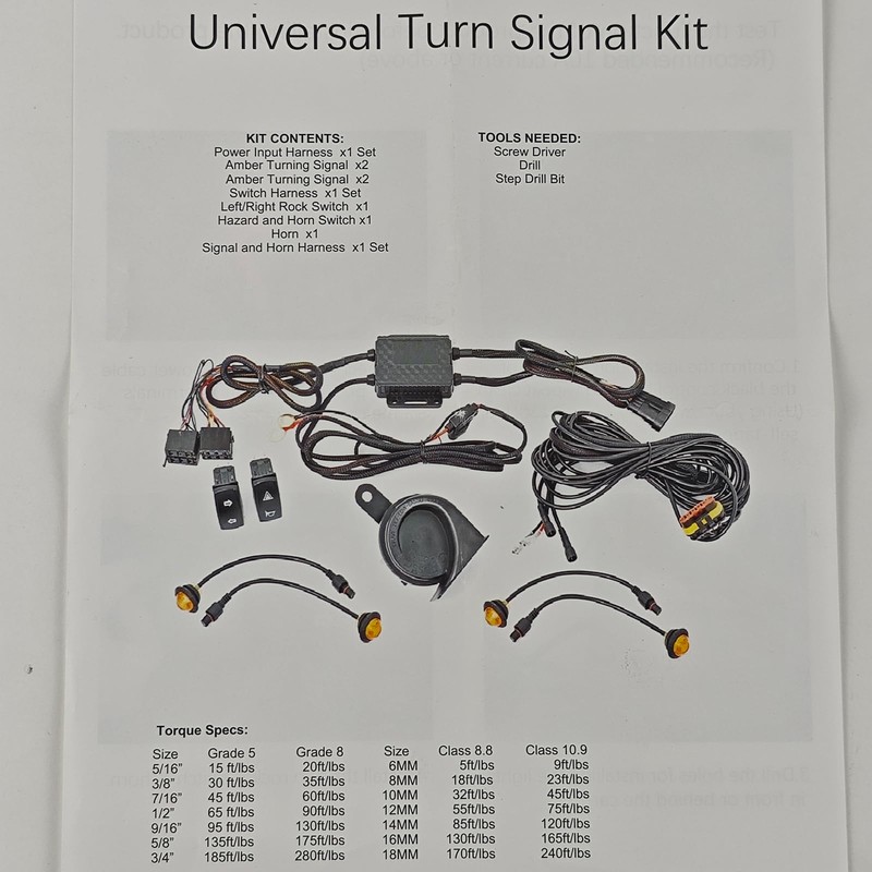 Atubeix UTV ATV Turn Signal Kit, 110D Horn With Button,Universal