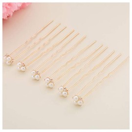 Anglacesmede Bridal Hair Pins Crystal Hair Pin Pearl Bobby Pins Wedding Headpiece Bridesmaid Flower Girl Hair Accessories for Women and Girls(Gold)