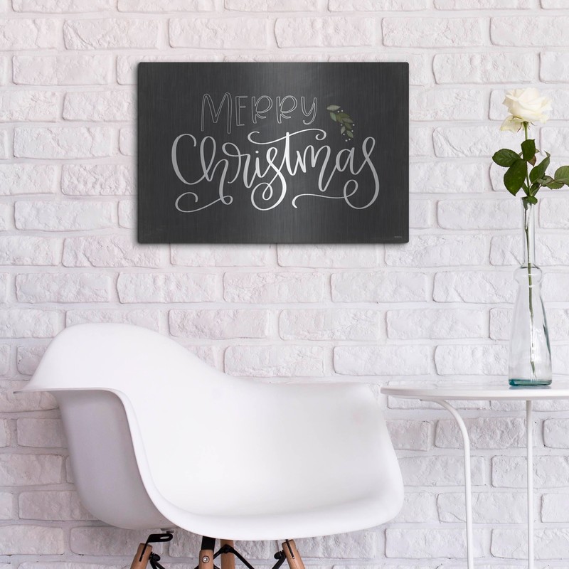 Luxe Metal Art 'Merry Christmas Chalkboard' by Imperfect Dust, Metal