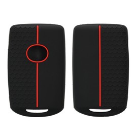 kwmobile Car Key Cover Compatible with Mazda 3-Button CX30 CX50 CX60 CX90 MX-30 Key Cover - Silicone Protective Car Key Fob Case - Black/Red