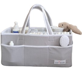 Lily Miles Baby Diaper Caddy Organizer - Baby Shower Basket for Newborn Boys or Girls - Nursery Must Haves for New Mom - Baby Registry Favorites - Large Storage Tote for Changing Table or Car, Gray