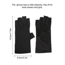 Maxdot Sun Gloves for Women UV Protection Fingerless Non Slip sunscreen Driving Gloves for Summer Outdoor(1 Pair,Black)