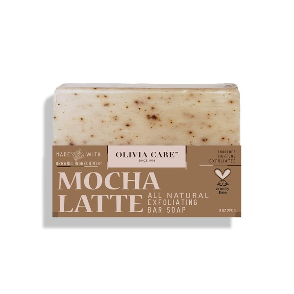 Olivia Care Exfoliating Bar Soap, Coffee Beans, 100% Natural, Organic Ingredients, Clean Energize Mind Body, Full of Vitamin, Antioxidants & Minerals (Mocha Latte)