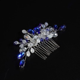 JWICOS Peines para el pelo de novia de boda, accesorios para el cabello para mujeres y niñas (azul)