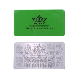 PUEEN Nail Art Stamping Plate - Nature Lover 01-125x65mm Unique Nailart Polish Stamping Manicure Image Plates Accessories Kit-BH000558