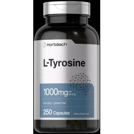 Horbäach L-Tyrosine 1000mg | 250 Capsules | Non-GMO & Gluten Free | by Horbaach