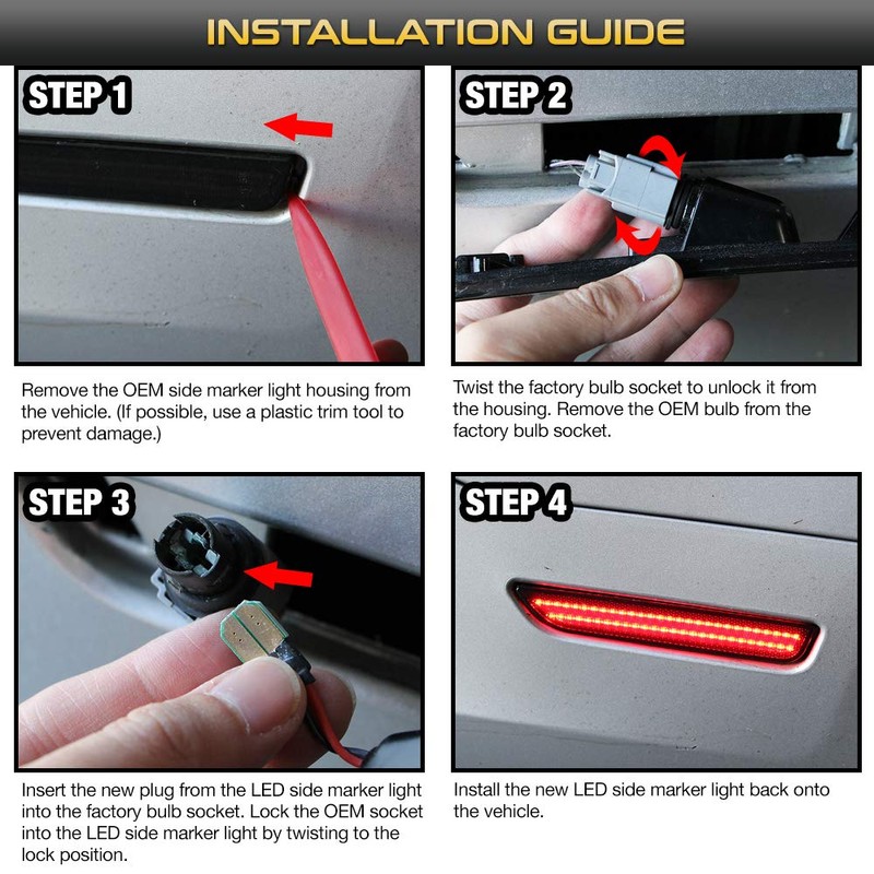 VIPMOTOZ Smoke Lens Red Full LED Rear Side Marker Light