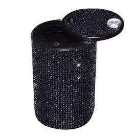 Crystal  Aluminum Smokeless Car Ashtray with Fireproof Stainless Lid for Car Women Home Office