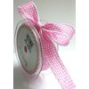 Bertie's Bows Baby Pink Gingham Print White Lace Edge 25mm