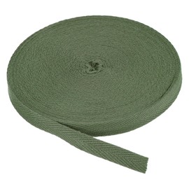 PATIKIL Cotton Twill Tape 3/8 Inch 25 Yards Cotton Ribbon Bias Binding Tape Herringbone Webbing Trim for Sewing Gift Wrapping Craft DIY Moss Green