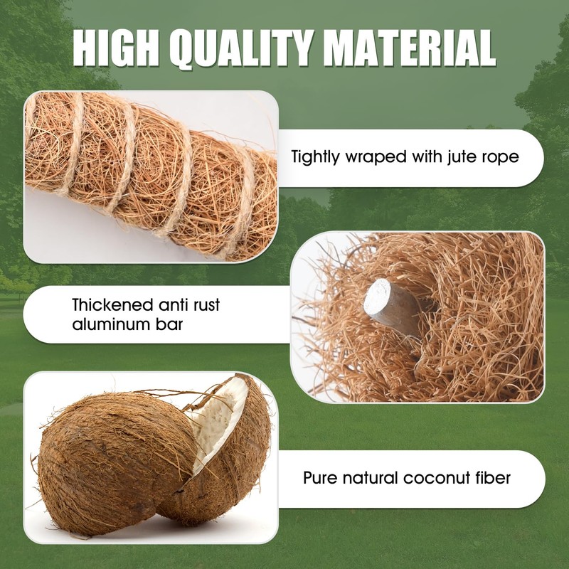 Handmade Coco Coir Moss Pole - 48 Inch Bendable Sticks