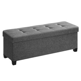 SONGMICS Storage Ottoman Bench, Foldable Foot Rest with Legs, 15 x 43 x 15.7 Inches, End of Bed Bench, Storage Chest, Load up to 660 lb, for Living Room, Bedroom, Entryway, Slate Gray ULSF018G01