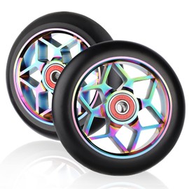 DBREAKS Stunt Scooter Wheels, Pack of 2 Scooter Replacement Wheels, 110 mm Scooter Wheels with ABEC, 9 Ball Bearings, Hardness 88A, Suitable for All Kinds of Scooters (Colourful Black)