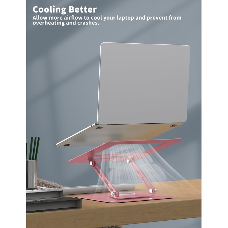 ALASHI Laptop Stand for Desk with 360° Rotating Base, Multi-Angle