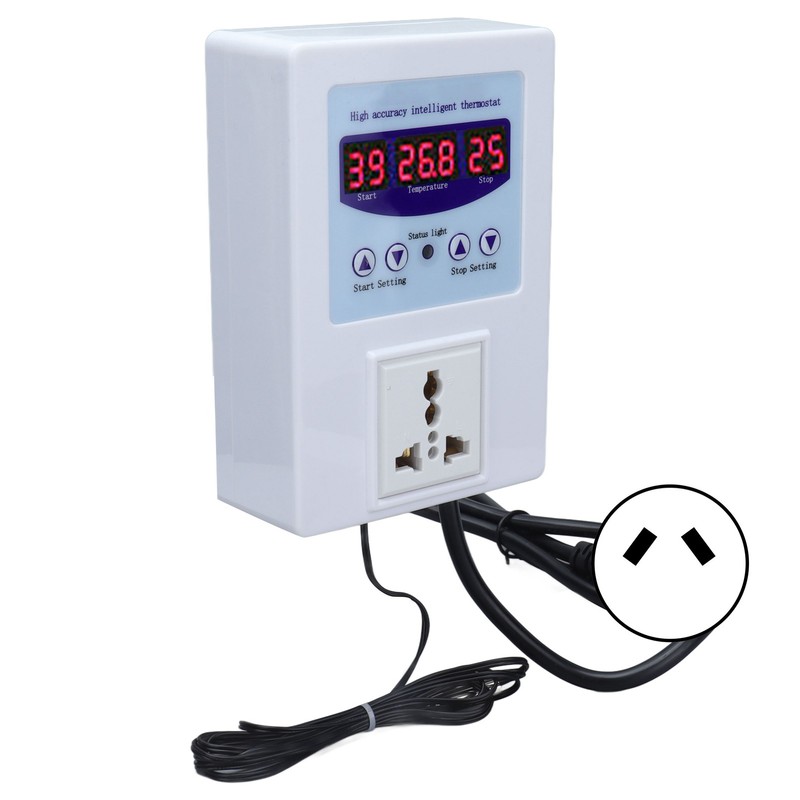 Temperature Controller Digital Display Thermostat Temp Regulator with Sensor AC110‑240VAU