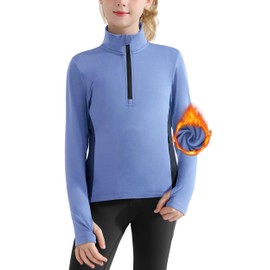 MIVEI Girls Equestrian Horse Riding Shirts - Long Sleeve Fleece Winter Quarter Zip Pullover Ice Skating Jacket Sweatshirts