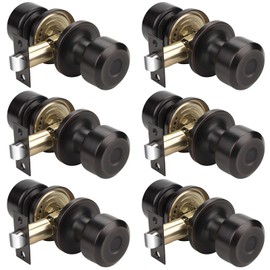 KNOBWELL Oil Rubbed Bronze Passage Door Knob, Non-Locking Interior Closet Door Knobs for Hallway, 6 Pack