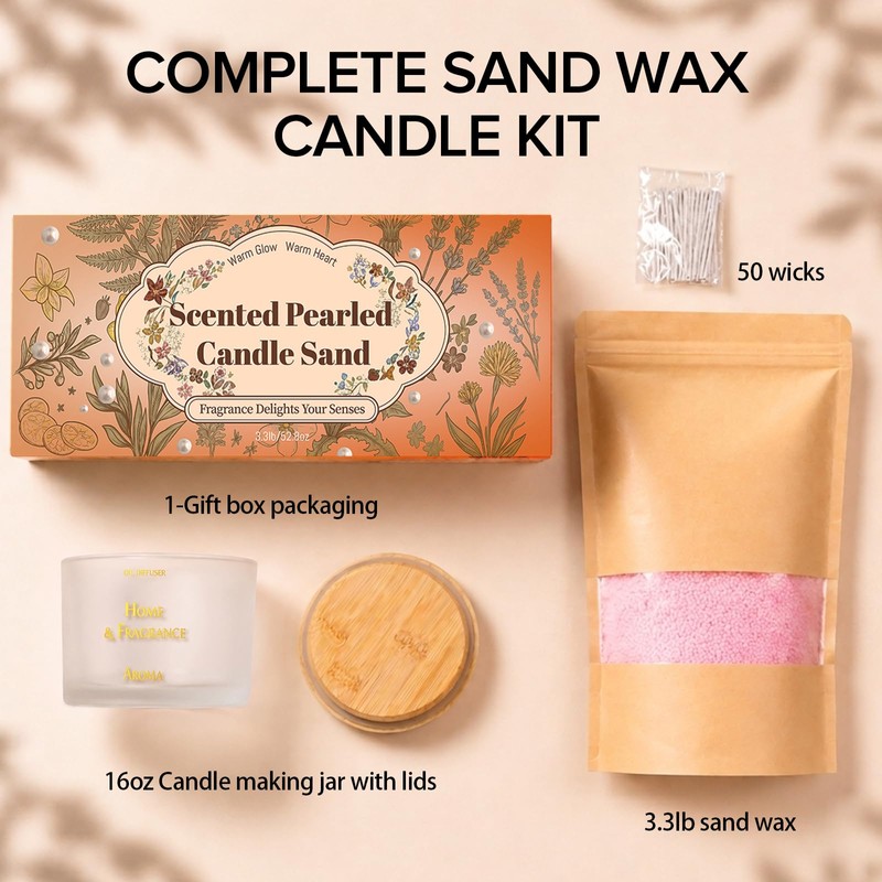 REISEN 3.3lb Pink Candle Sand Wax Set, Rose Pearled Candle
