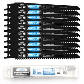 MUOZLOP 10Pack 6 inch Reciprocating Saw Blades Set,6TPI High Carbon Saw Blades, Woodcutting Saw Blades with Organizer Case (10, 6TPI/150mm)