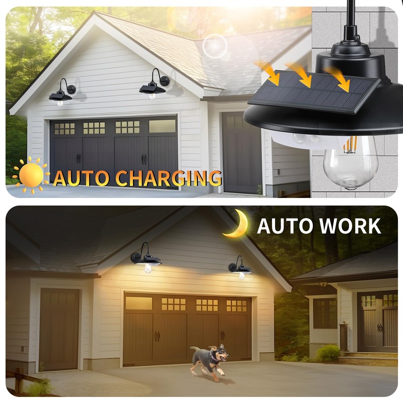 CRIRY Solar Barn Lights Outdoor 2-Pack, Anti-Rust Waterproof Farmhouse Solar