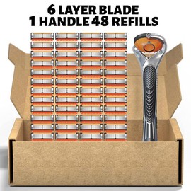 Men's Razor Blade Replacement, 48pcs Razor Blade & 1 Count Handle, Sharp Handheld Razor Blade, Men's Care Product for Daily Use, Head Shaver