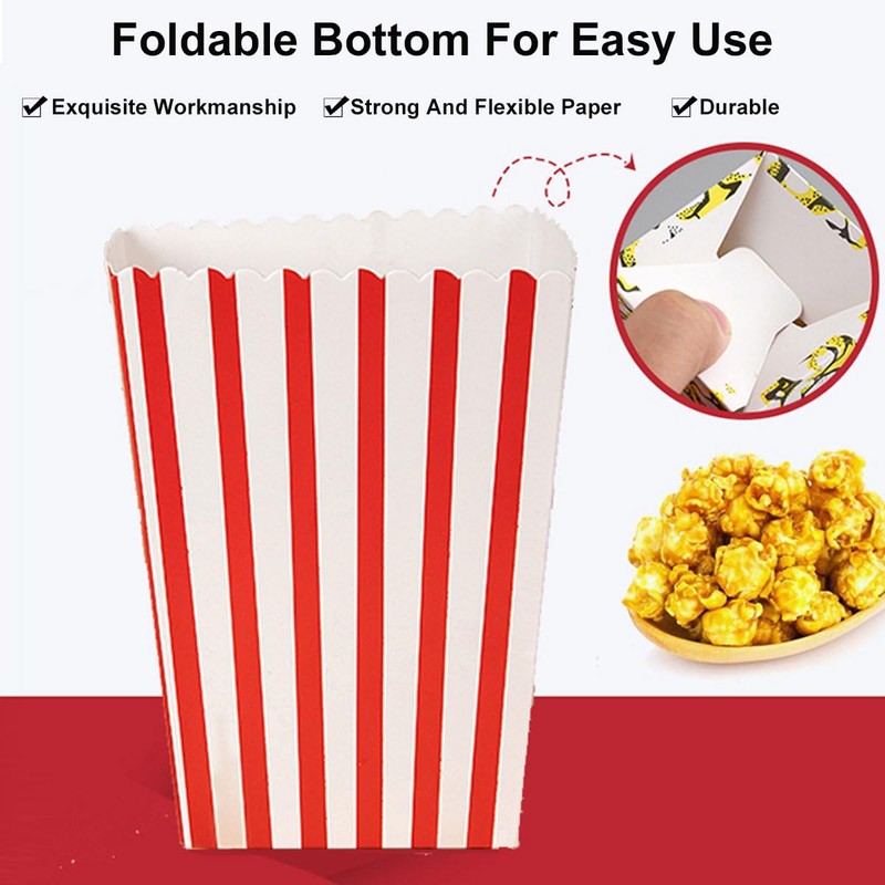 20 PCS 7x5x11cm Popcorn Boxes Popcorn Bags Red and White