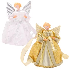 Toyland® 21cm (8") Tree Top Angel - Christmas Tree Decorations - Gold or Silver (Assorted)