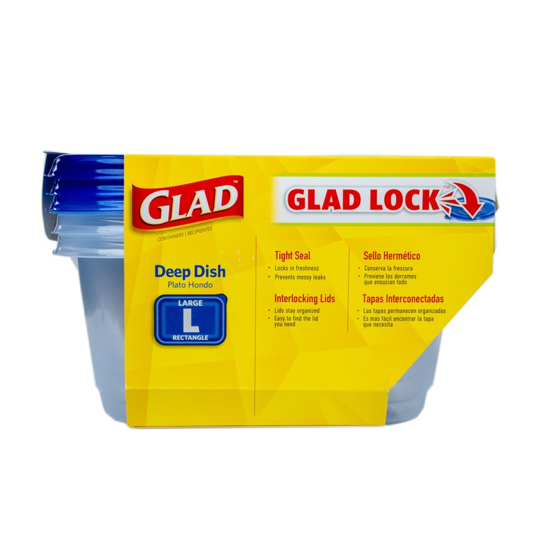 Glad GladWare Deep Dish Food Storage Containers Lock Tight Seal,