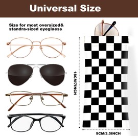2Pcs Sunglass Eyeglass Glasses Case Soft PU Leather with Cleaning Cloth Soft Sunglasses Case Cute Aesthetic Portable Travel Glasses Pouch Bag for Men Women Girls（Checkered Pattern