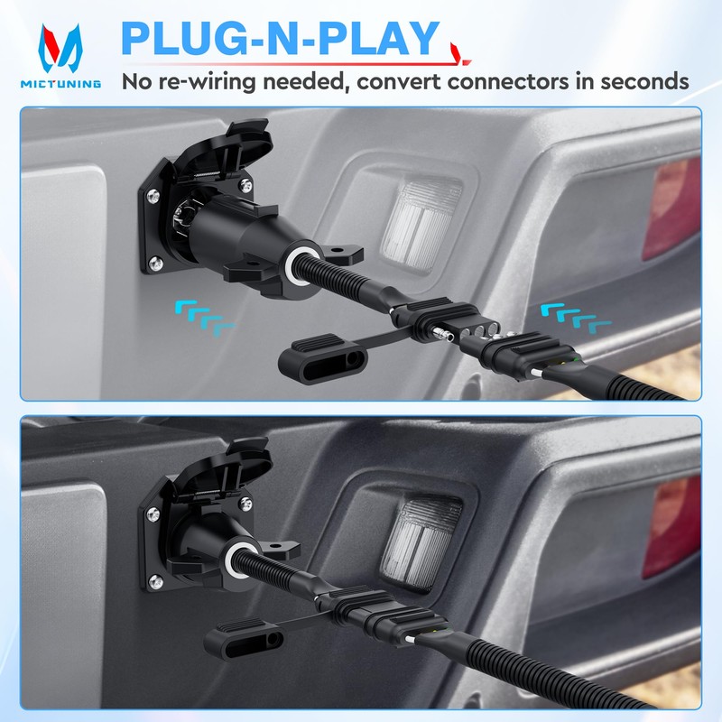 MICTUNING 7 Way Blade to 4 Way Flat Trailer Adapter,