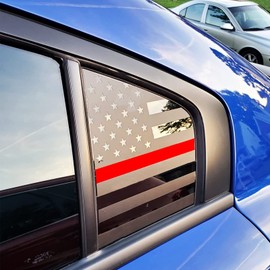 Xinghe for Dodge Charger 2011-2022, Rear Side Window American Flag Decals, 2pcs Matte Black USA Flag Decal for Truck Back Window, Waterproof Vinyl, Durable and Easy Remove Truck Decal (For Dodge Charger 2011-2022, Matte Black Thin Red Line)