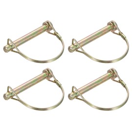 sourcing map 4Pcs 3/8" x 2-3/4" Linch Pin with Ring, Trailer Pins Round Linch Pins for Boat Kayak Canoe Trailer Tractor Trolley, Golden