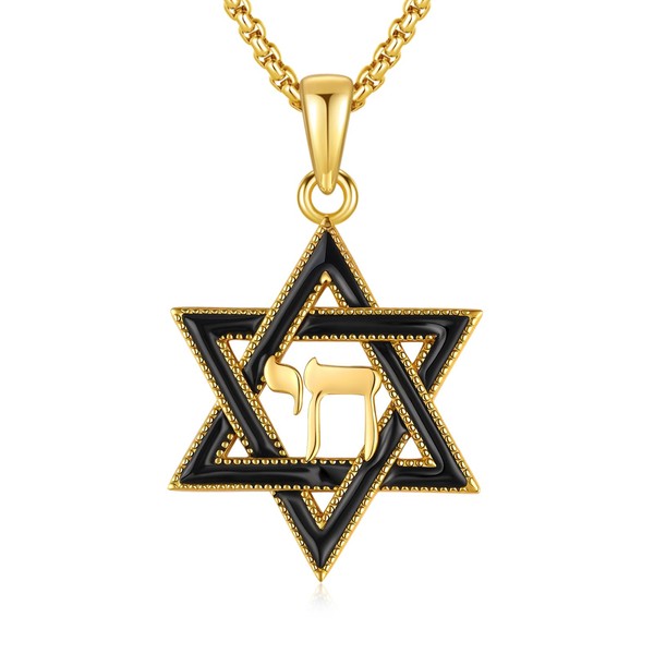Adnix Star of David Chai Necklace 925 Sterling Silver Star