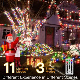 shineshine Christmas Lights Outdoor 131FT, 400LED String Lights 11 Modes, Warm White and Multicolor String Lights with Remote, for Xmas Party New Year House Decor