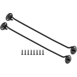 Litensh Pack of 2 Storm Hooks, Stainless Steel, 14 Inch Barn Door Hook Lock, Gate Door Hook and Eye Latch, Cabin Hook and Eye Latch, Cabinet Latch, Rotating Window Hook for Bathroom, Window, Gates