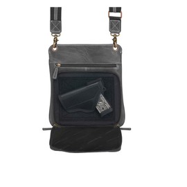 Gun Tote'n Mamas Leather Crossbody Flat Sac, Distressed Buffalo Grey