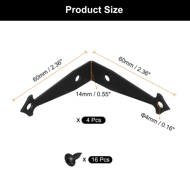 sourcing map 2Pcs Decorative Corner Brackets, 2.4" x 2.4" x