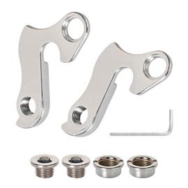 Pack of 2 Bicycle Derailleur Hanger, Aluminium Alloy Derailleur Hanger with Screws and Allen Key for MTB, Road Bike and Cycling, Bike Gear Hanger Replacement Part, Silver