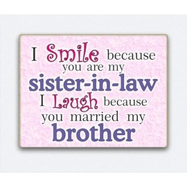 Sister-in-Law Decorative Magnet, Humorous Quote Design, Pink and Purple, 11 cm x 8 cm