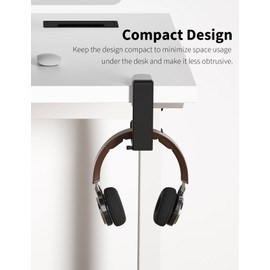 Celerion Headphone Hook - Under Desk Headphone Holder with 360-Degree Adjustable Rotation, Black