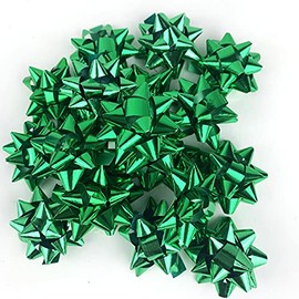 Worlds Mini Green Metallic Gift Bows,Gift Wrap Bows -Christmas Ribbon Gift Bows 1-1/4" Inch(20 Pack)