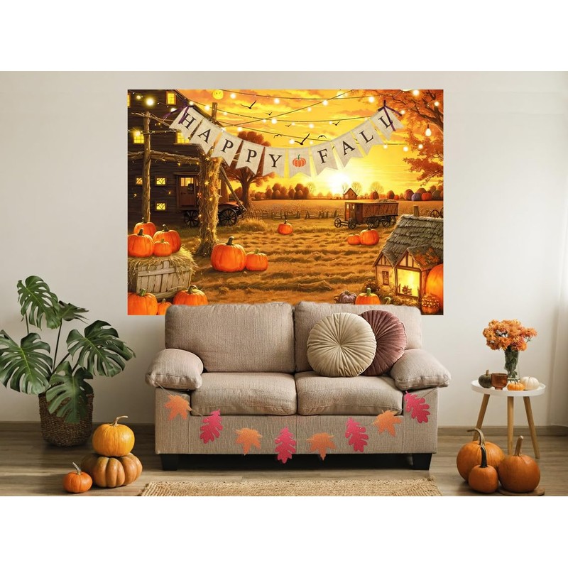 Alltten 7X5FT Fall Backdrop Fall Pumpkin Patch Photo Backdrop Autumn