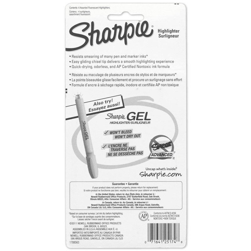 SHARPIE Accent Tank-Style Highlighters, 4 Colored Highlighters (25174PP)
